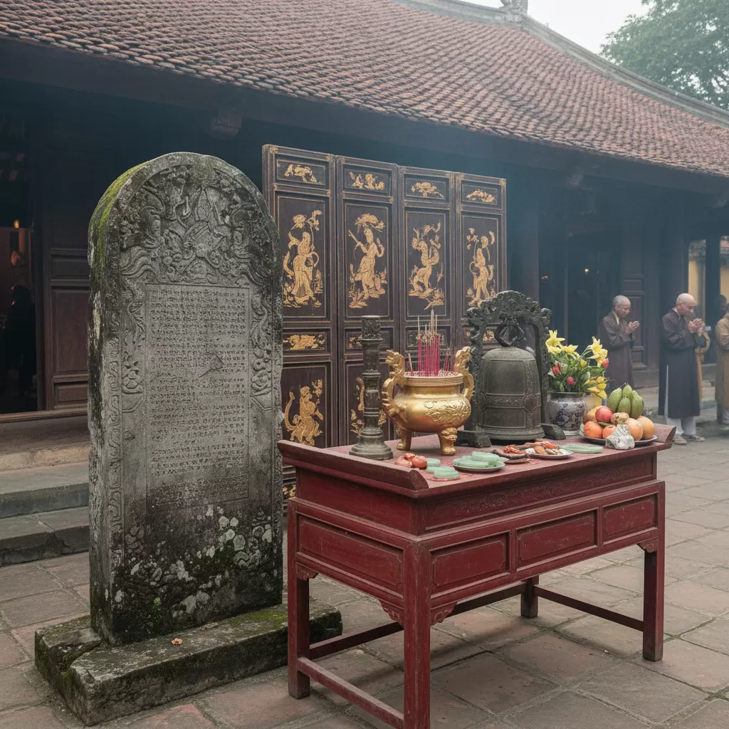 Các tấm bia đá cổ ghi dấu lịch sử hình thành và phát triển của đình