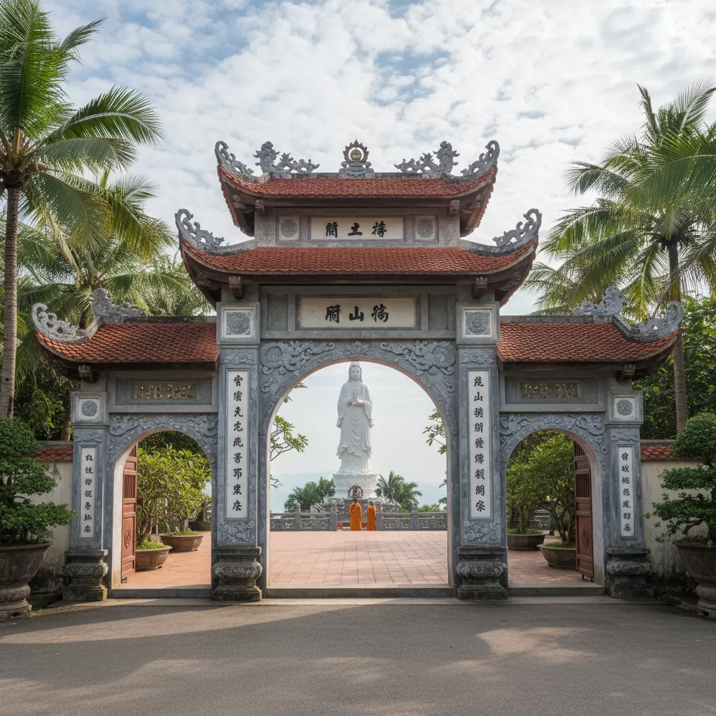 Kiến trúc cổng Tam Quan tinh xảo tại Chùa Linh Ứng