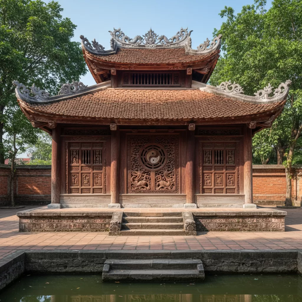 Các họa tiết chạm khắc rồng phượng tinh xảo trên cấu kiện gỗ tại Đình Văn Hương