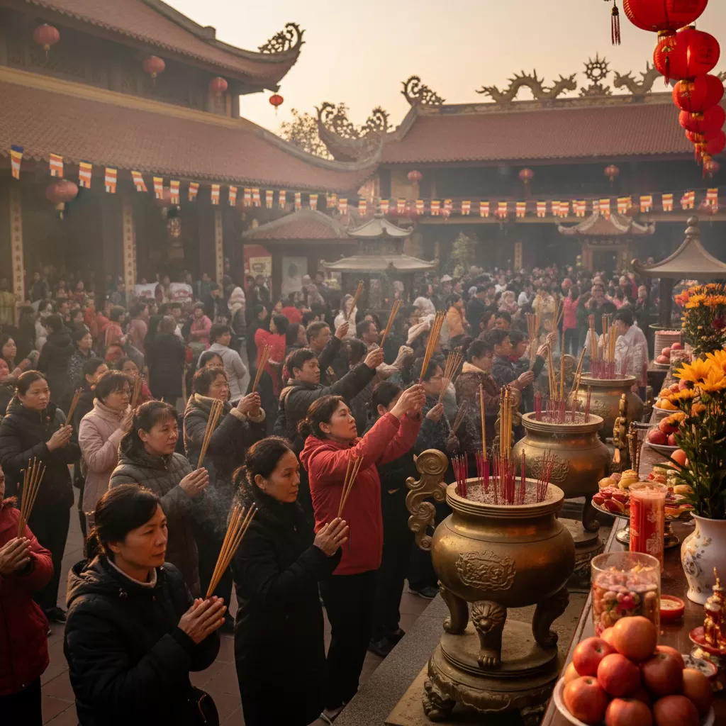 Người dân và du khách thập phương thành tâm dâng hương tại lễ hội
