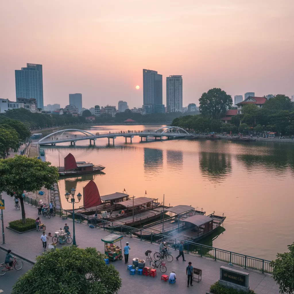 gemini_image_1773197469 Khu vực hồ Hoàng Cầu là nơi tập trung nhiều khách sạn có tầm nhìn đẹp