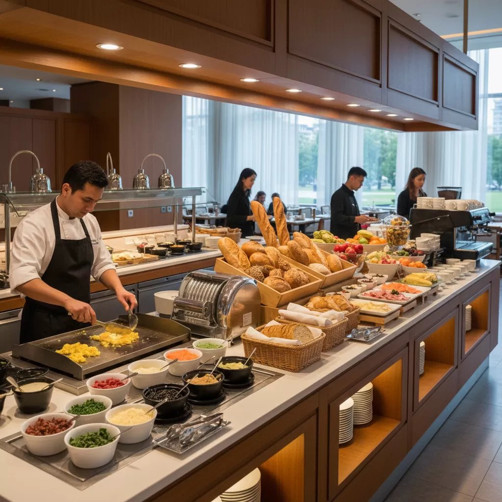 Quầy buffet hiện đại và chuyên nghiệp tại khách sạn Novotel Hanoi Thai Ha