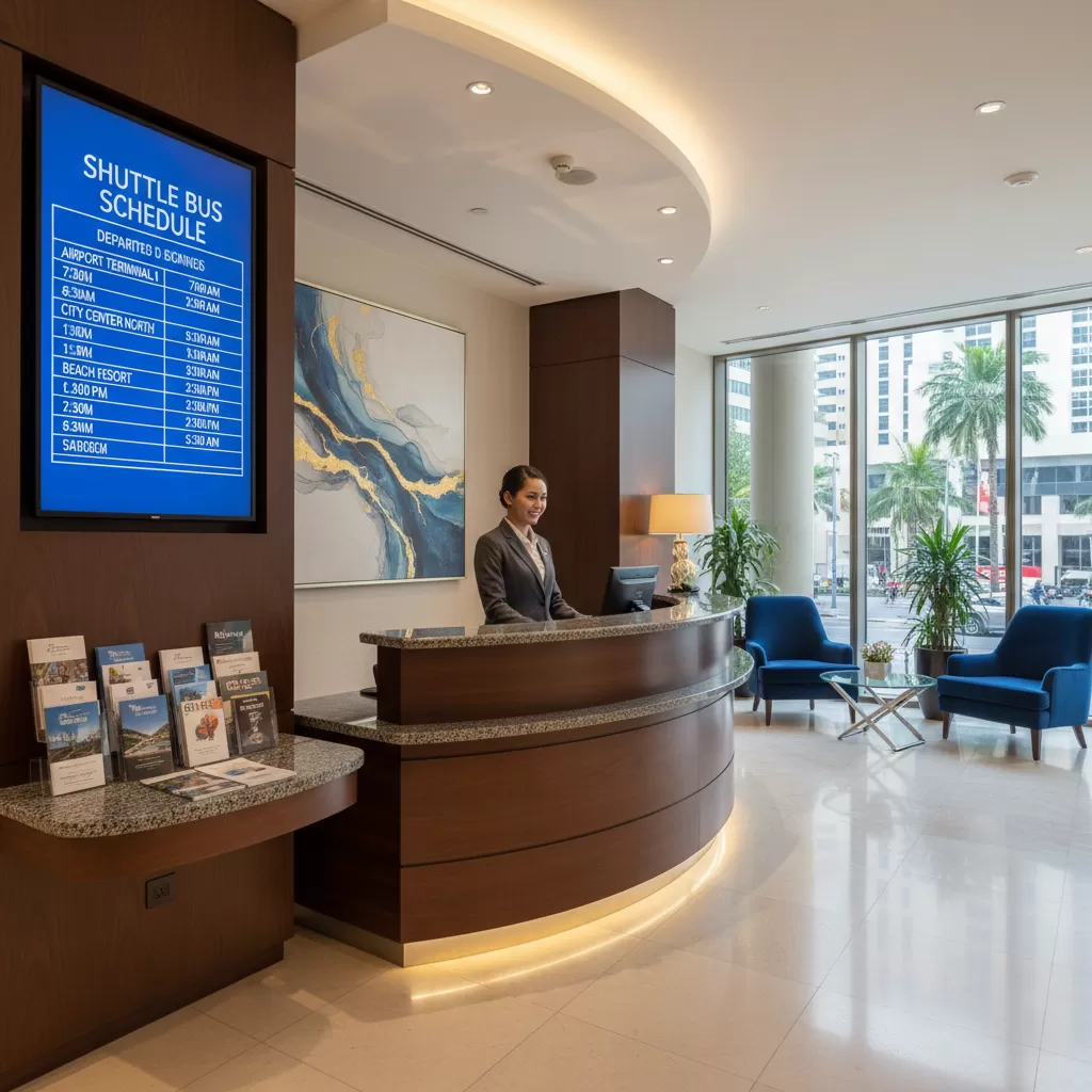 Hành khách nên kiểm tra kỹ lịch trình xe tại quầy lễ tân để chủ động thời gian