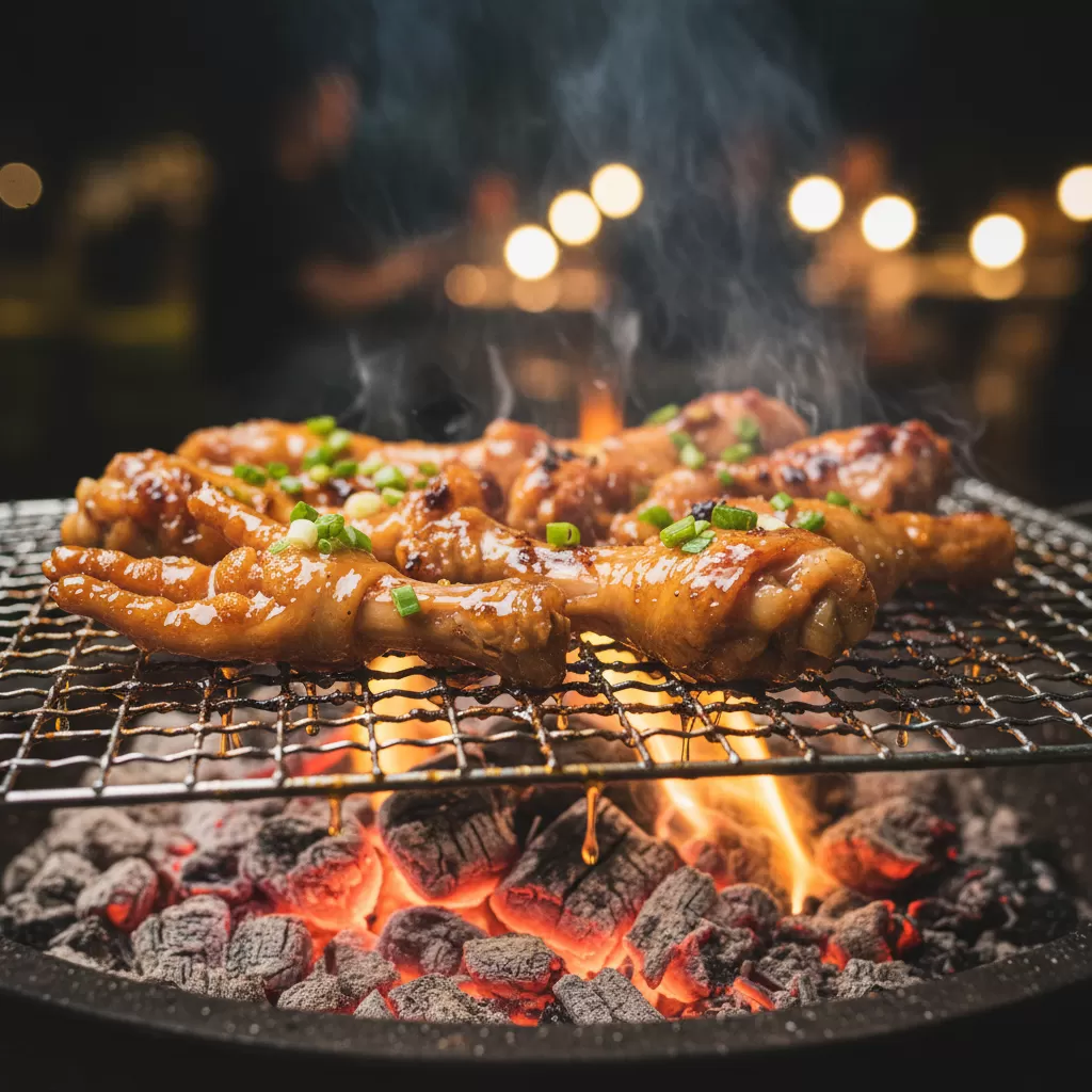 Món chân gà nướng thơm ngon là lựa chọn hàng đầu của giới trẻ khi đi ăn đêm