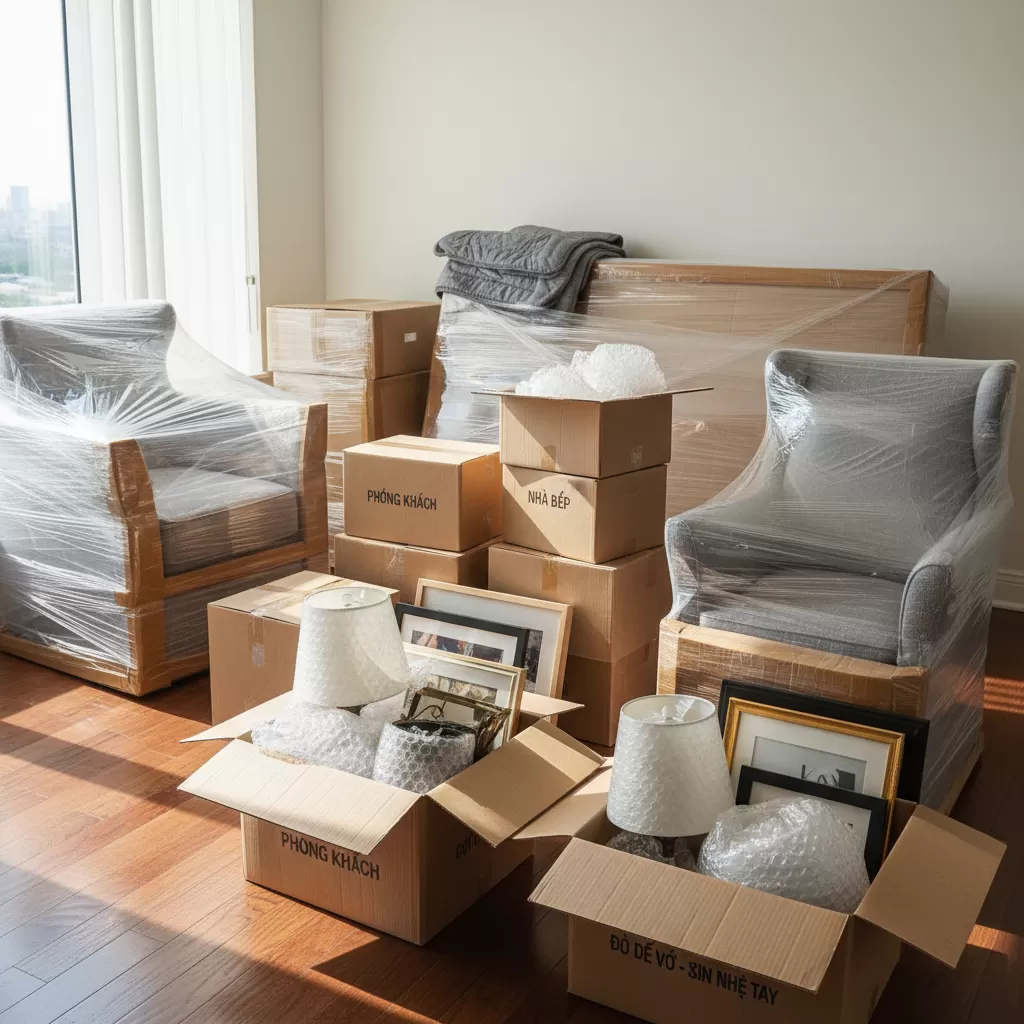 Quy trình đóng gói tài sản cẩn thận và an toàn tuyệt đối