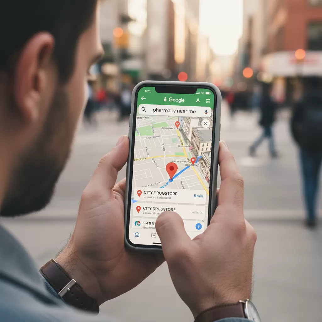 Sử dụng ứng dụng bản đồ để tìm tiệm thuốc tây 24h Thái Hà gần nhất