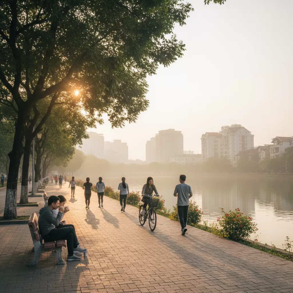 Không gian thư giãn lý tưởng cho các hoạt động thể thao ven hồ