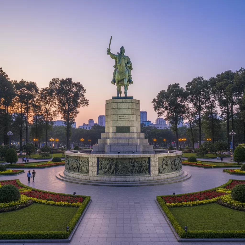 Tượng đài Hoàng đế Quang Trung  biểu tượng cho tinh thần quyết chiến quyết thắng tại gò Đống Đa