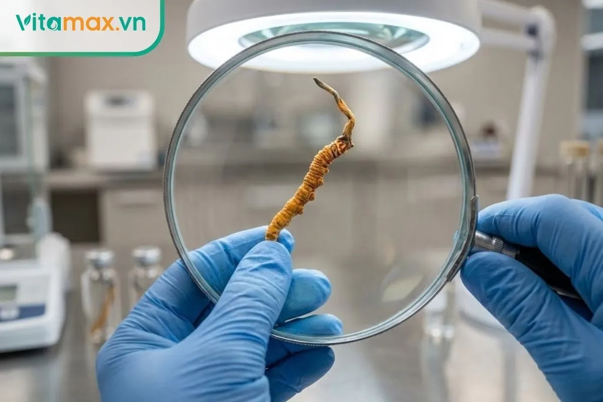 Quan sát màu sắc và hình dáng là bước quan trọng để nhận biết đông trùng hạ thảo chuẩn